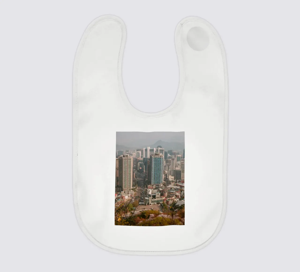 Skyline mattutino di Seul, Corea del Sud bavaglino da mbgraphx2