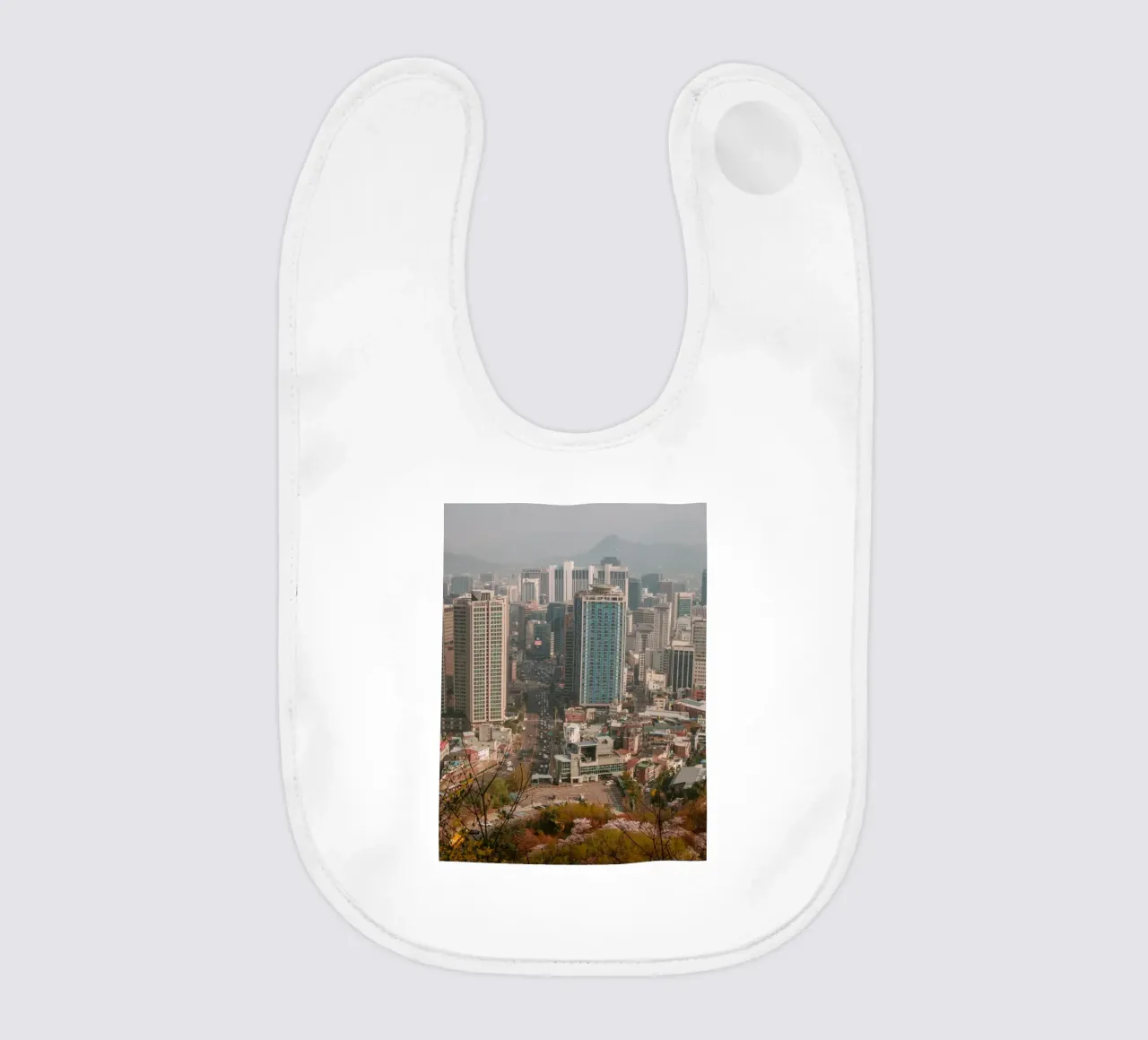 Skyline mattutino di Seul, Corea del Sud bavaglino da mbgraphx2