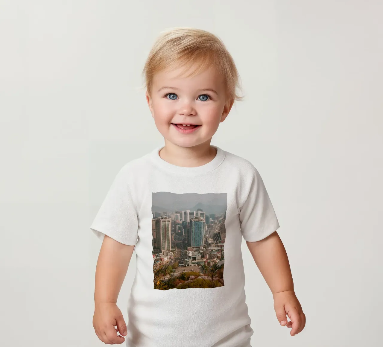 Skyline mattutino di Seul, Corea del Sud maglietta neonato da mbgraphx2