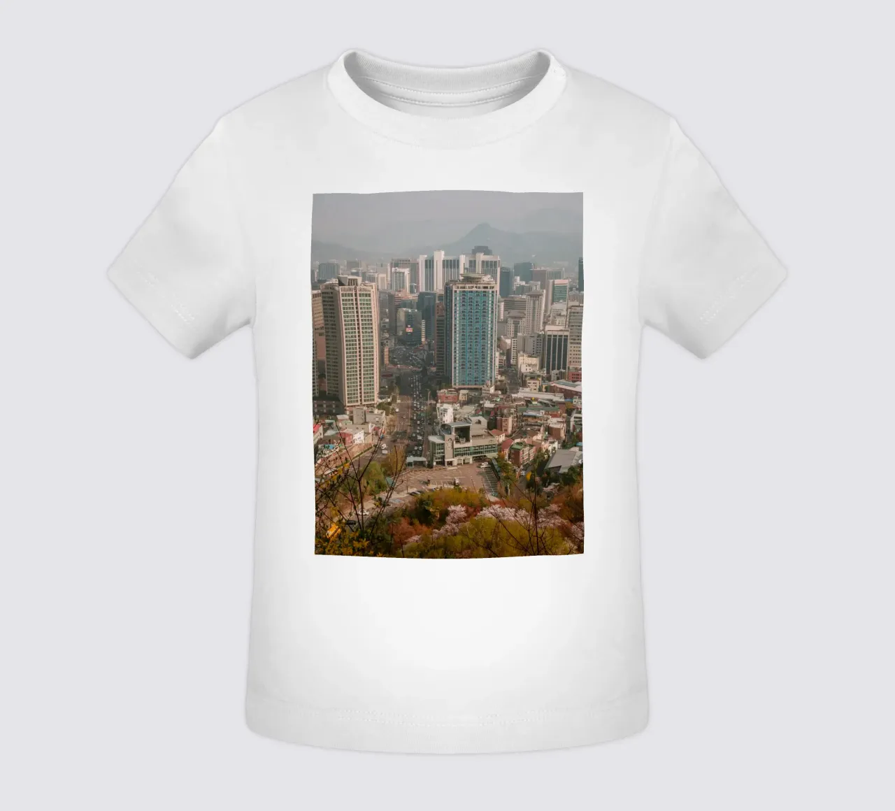 Skyline mattutino di Seul, Corea del Sud maglietta neonato da mbgraphx2