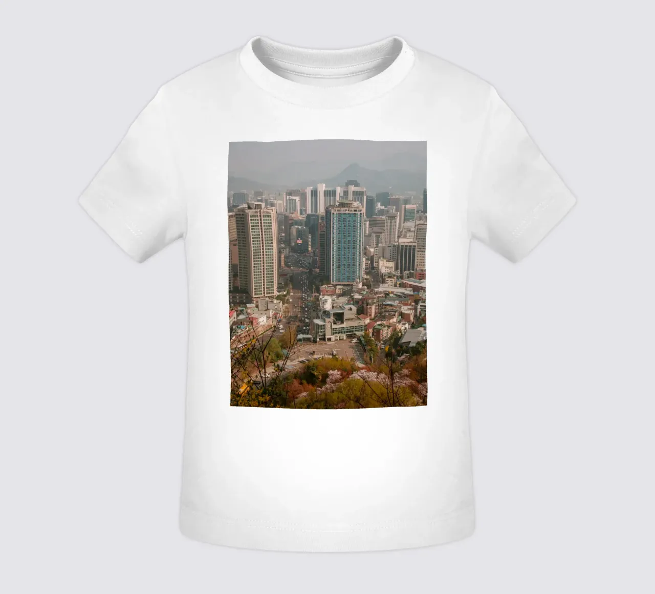 Skyline mattutino di Seul, Corea del Sud maglietta neonato da mbgraphx2