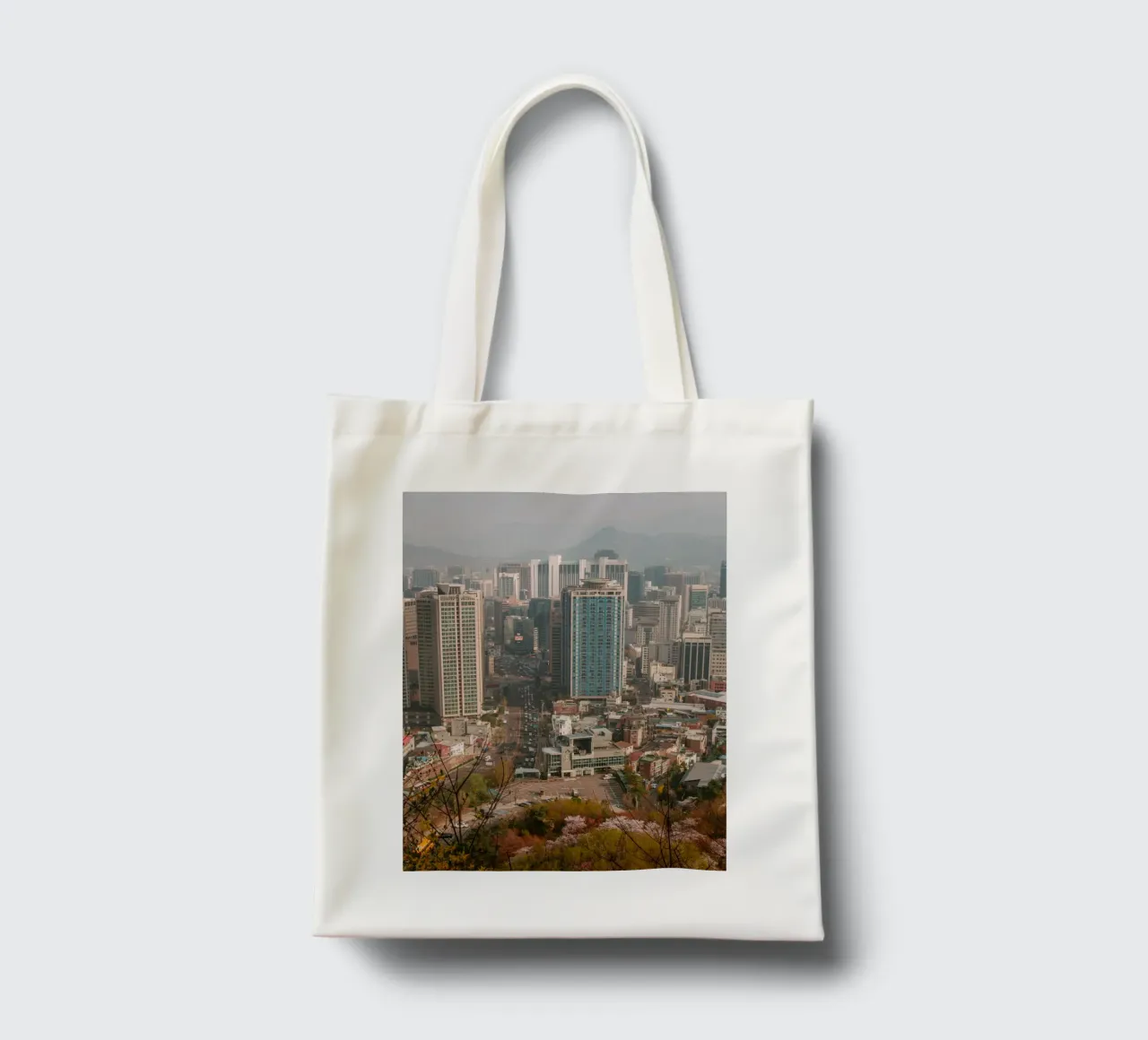 Skyline mattutino di Seul, Corea del Sud borsa in juta da mbgraphx2