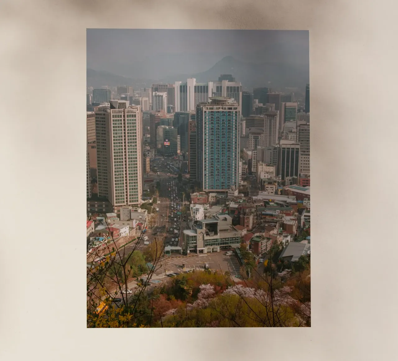 Skyline mattutino di Seul, Corea del Sud pellicola backlit da mbgraphx2