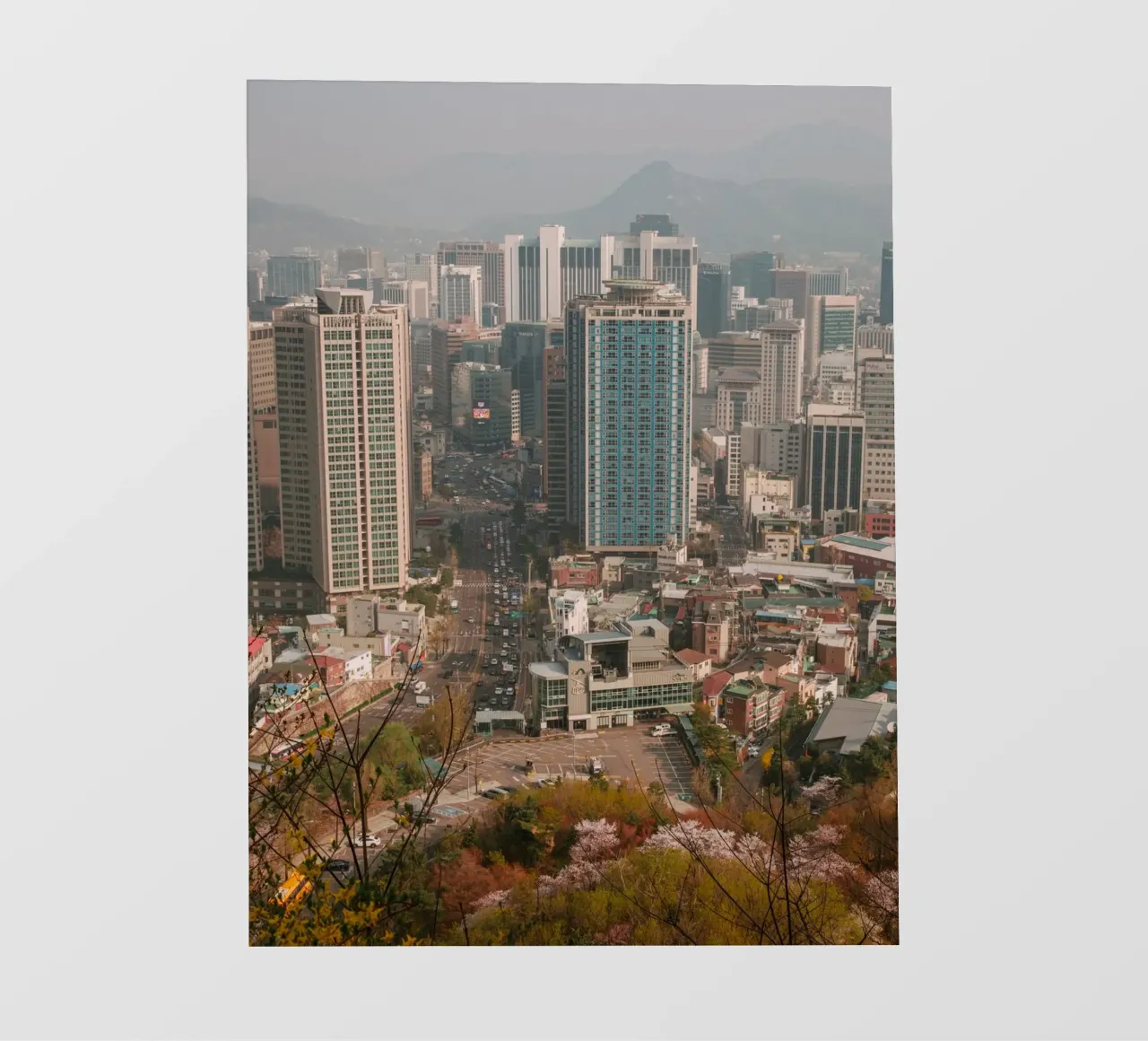Skyline mattutino di Seul, Corea del Sud pellicola backlit da mbgraphx2