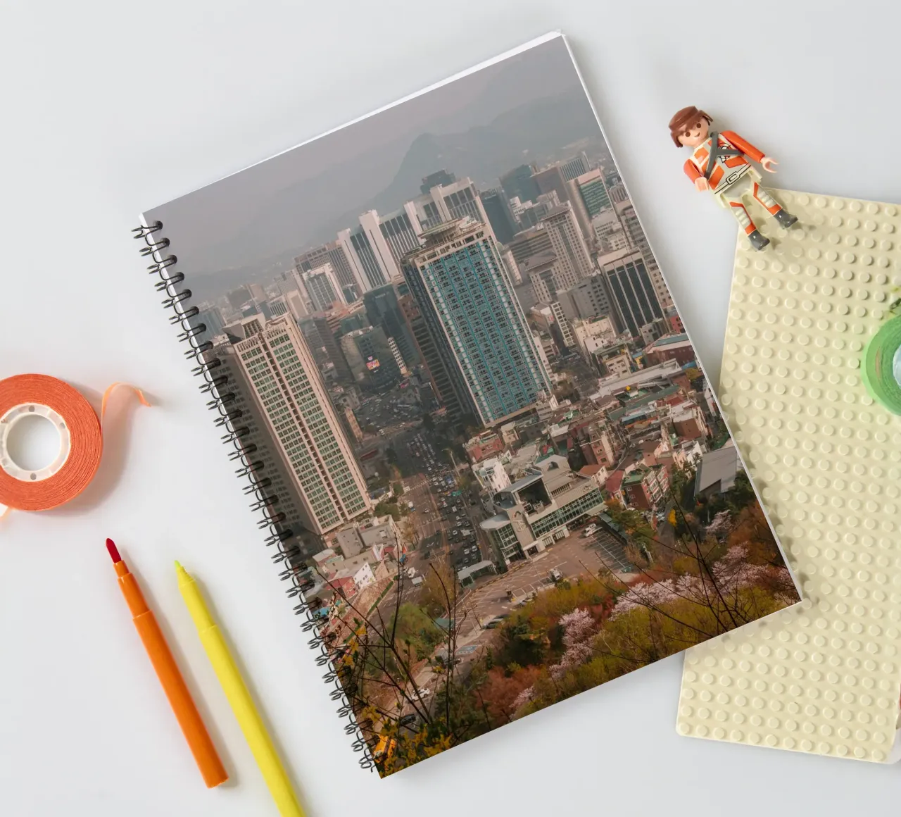 Seoul Morning Skyline, South Korea spiral notebook by mbgraphx2