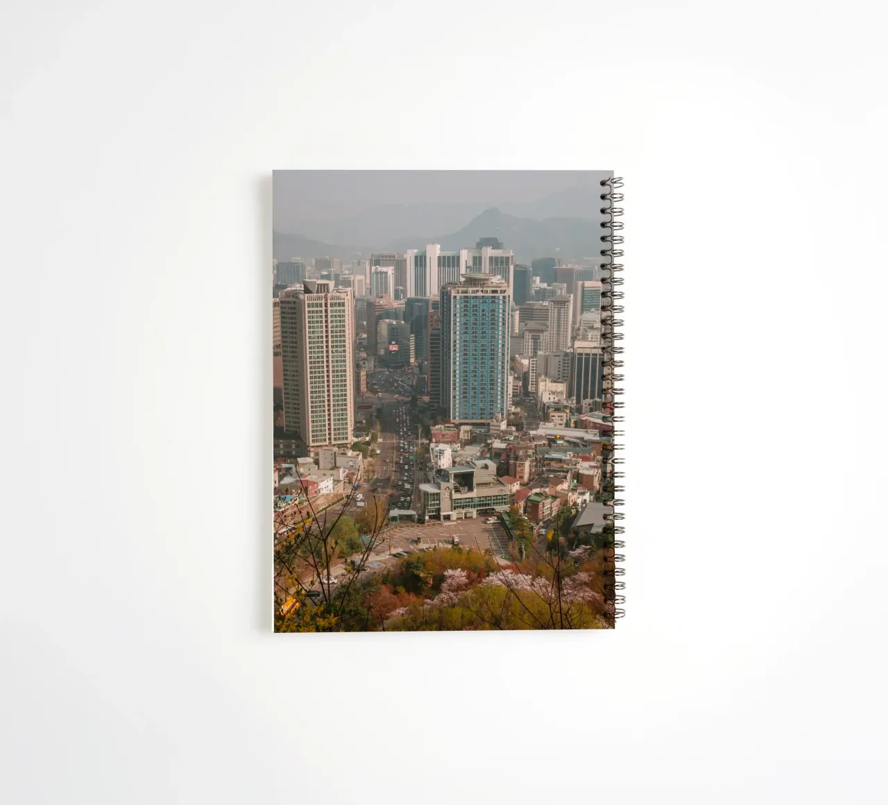 Seoul Morning Skyline, South Korea spiral notebook by mbgraphx2
