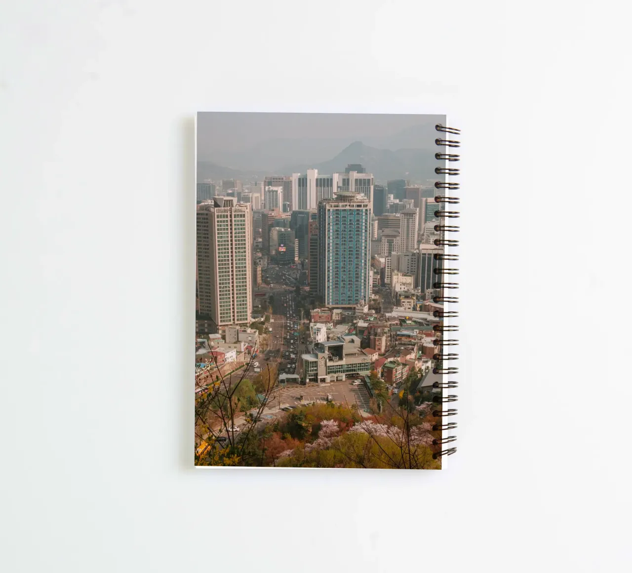 Seoul Morning Skyline, South Korea spiral notebook by mbgraphx2