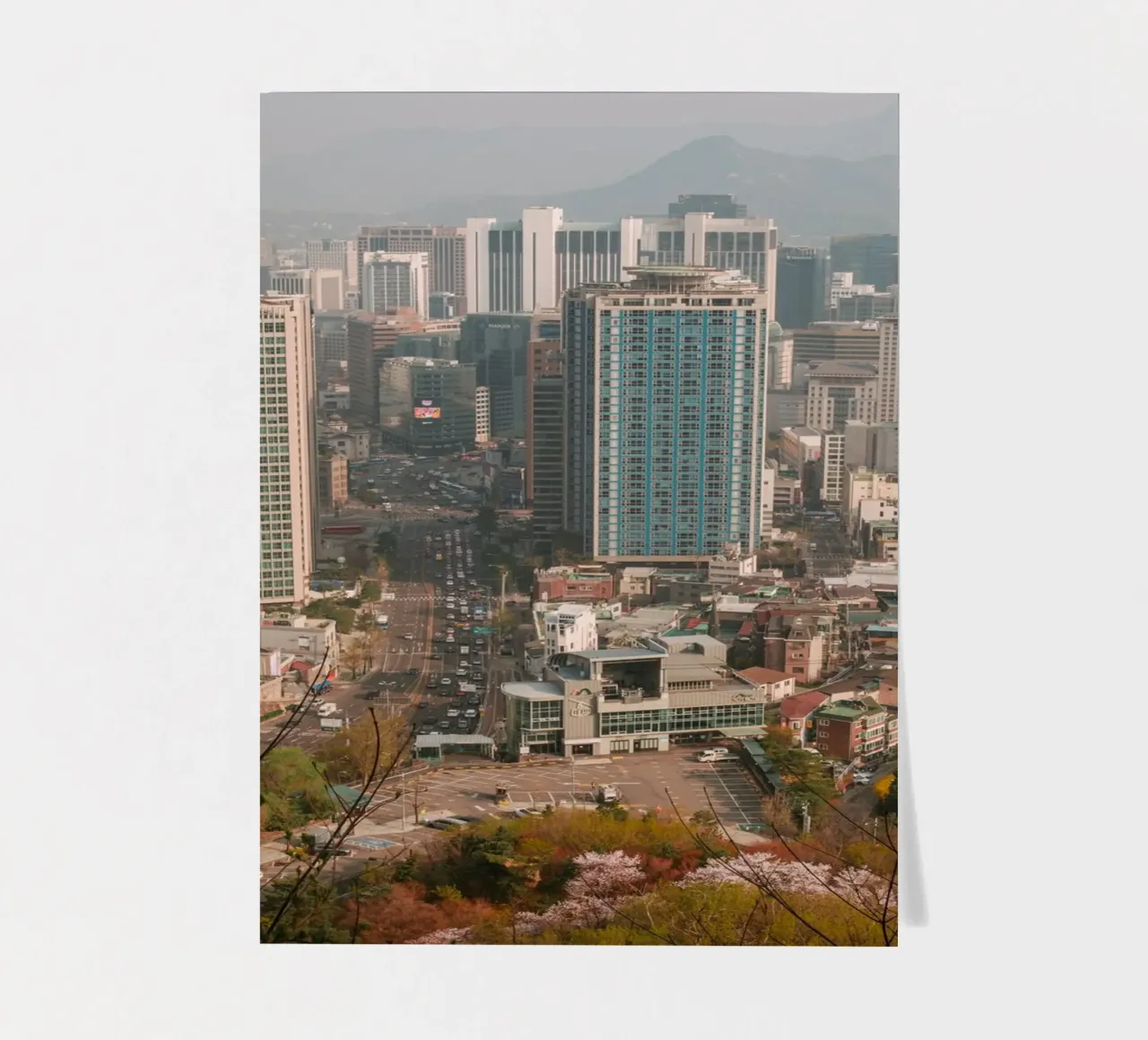 Skyline mattutino di Seul, Corea del Sud foglio adesivo da mbgraphx2