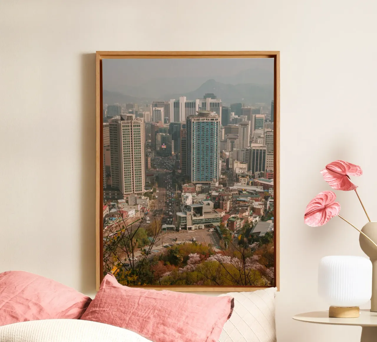 Skyline mattutino di Seul, Corea del Sud tela da mbgraphx2