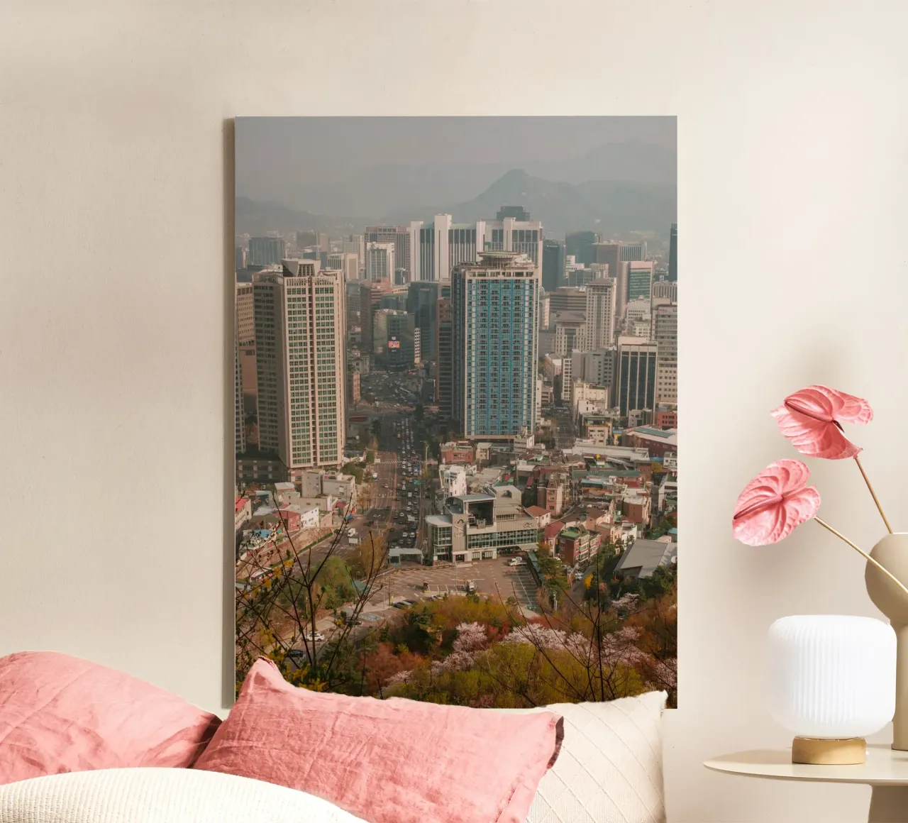 Skyline mattutino di Seul, Corea del Sud tela da mbgraphx2