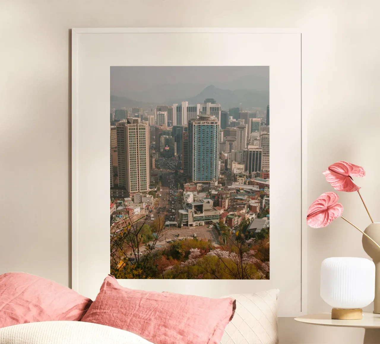 Skyline mattutino di Seul, Corea del Sud carta hahnemühle da mbgraphx2