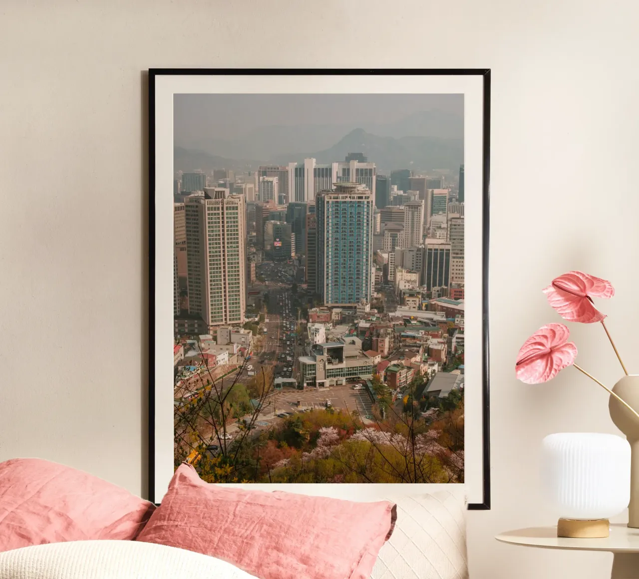 Skyline mattutino di Seul, Corea del Sud carta hahnemühle da mbgraphx2