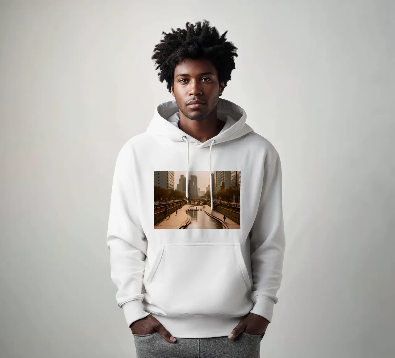 Alba del torrente Cheonggyecheon a Seul, Corea del Sud felpa con cappuccio da mbgraphx2