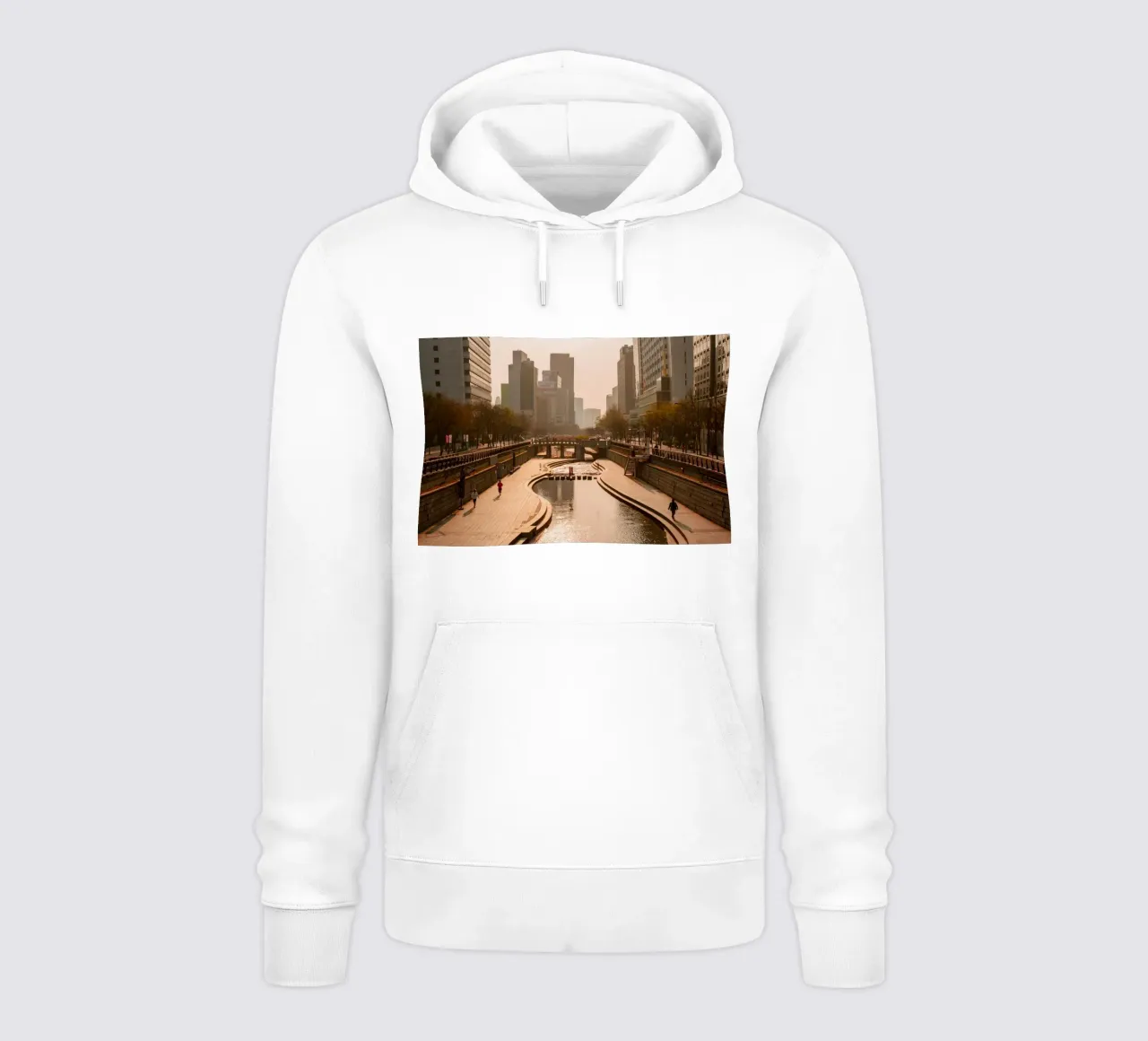 Alba del torrente Cheonggyecheon a Seul, Corea del Sud felpa con cappuccio da mbgraphx2