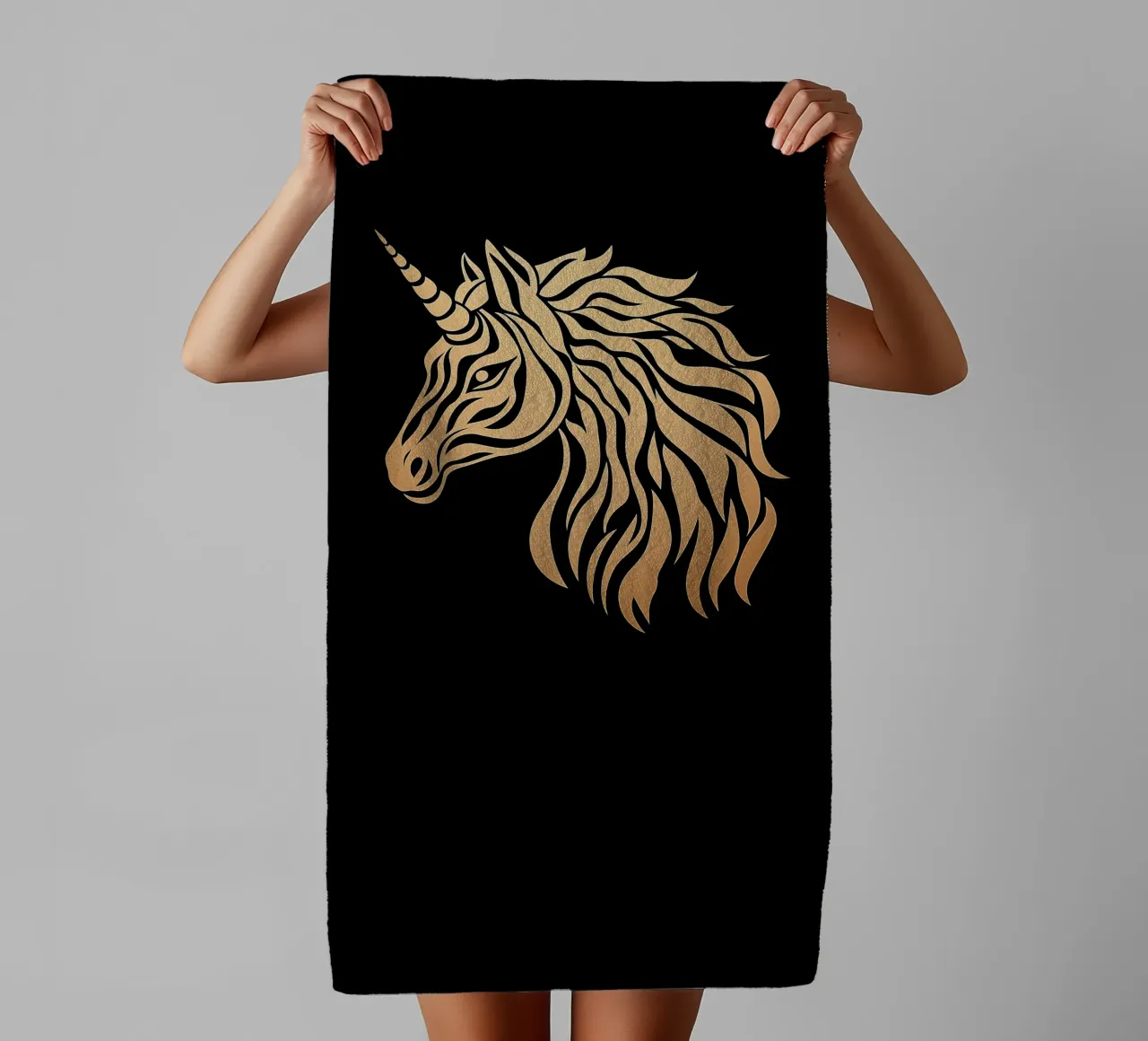 Golden unicorn towel by Autofocus