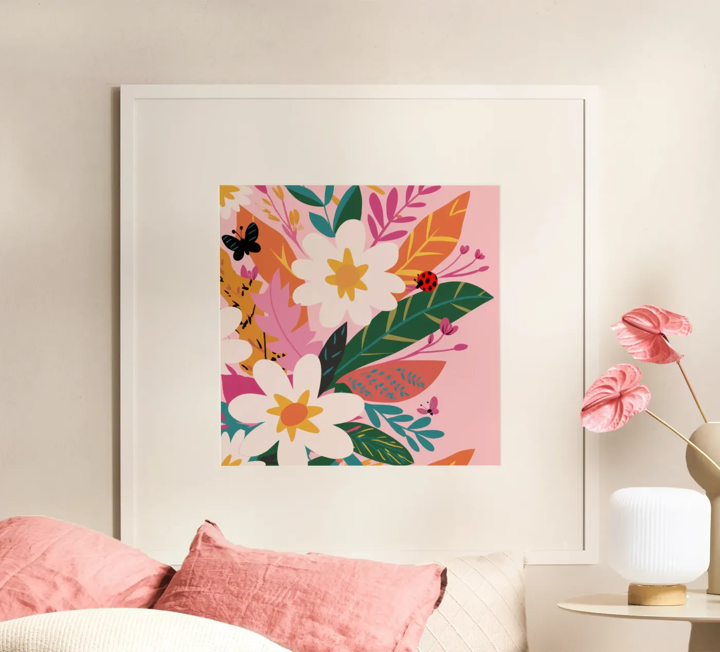 Floral Butterfly Garden poster van Solace Light