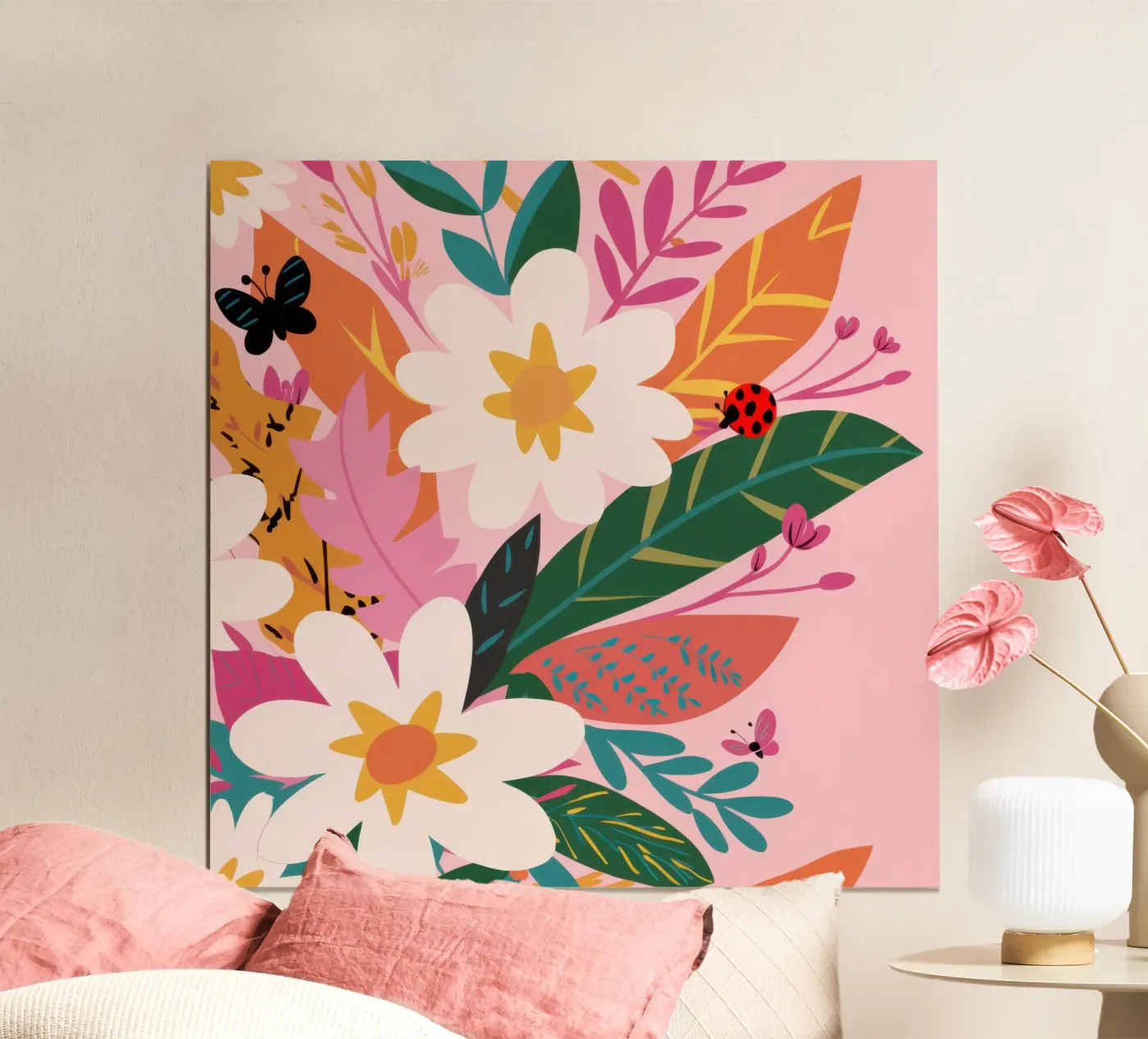 Floral Butterfly Garden poster van Solace Light