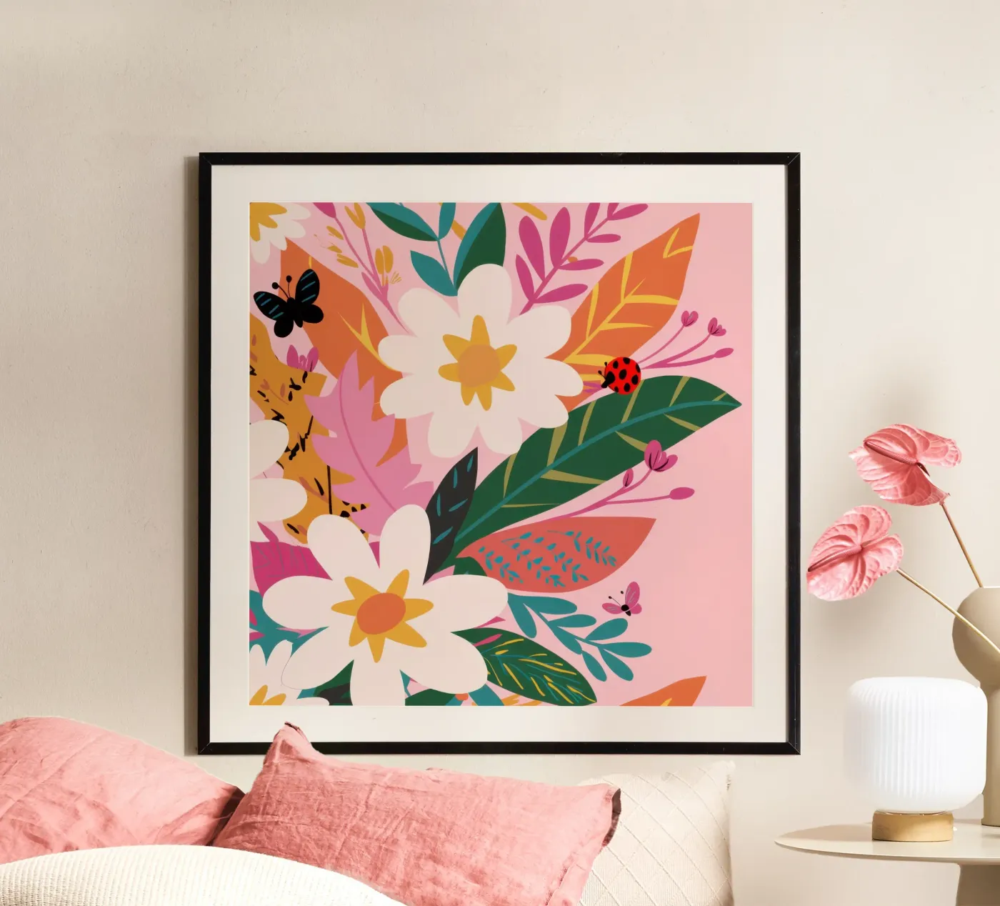 Floral Butterfly Garden poster van Solace Light