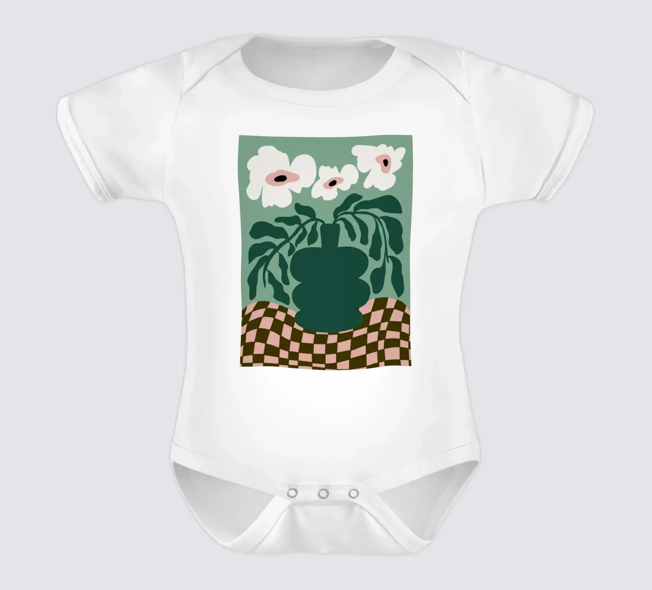 Bold Blossom Pottery Kurzarm Babybody von Miho Art Studio