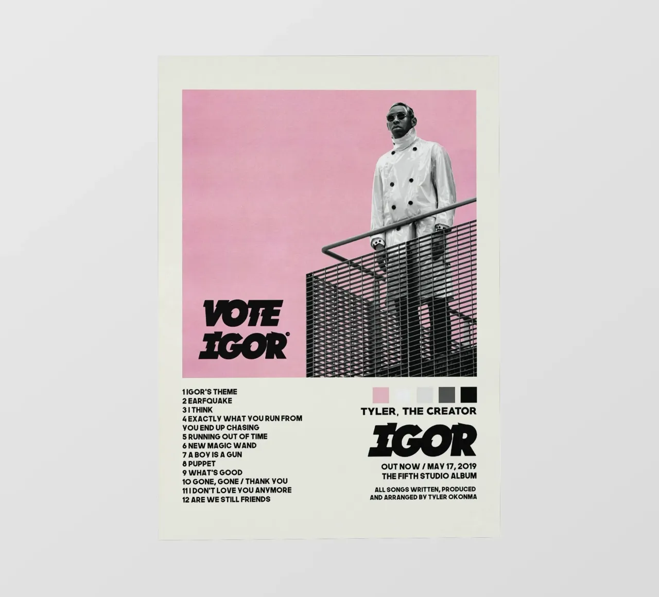 Minimalist Vote Igor - tyler the creator List Song Cover pellicola backlit da edanfargol