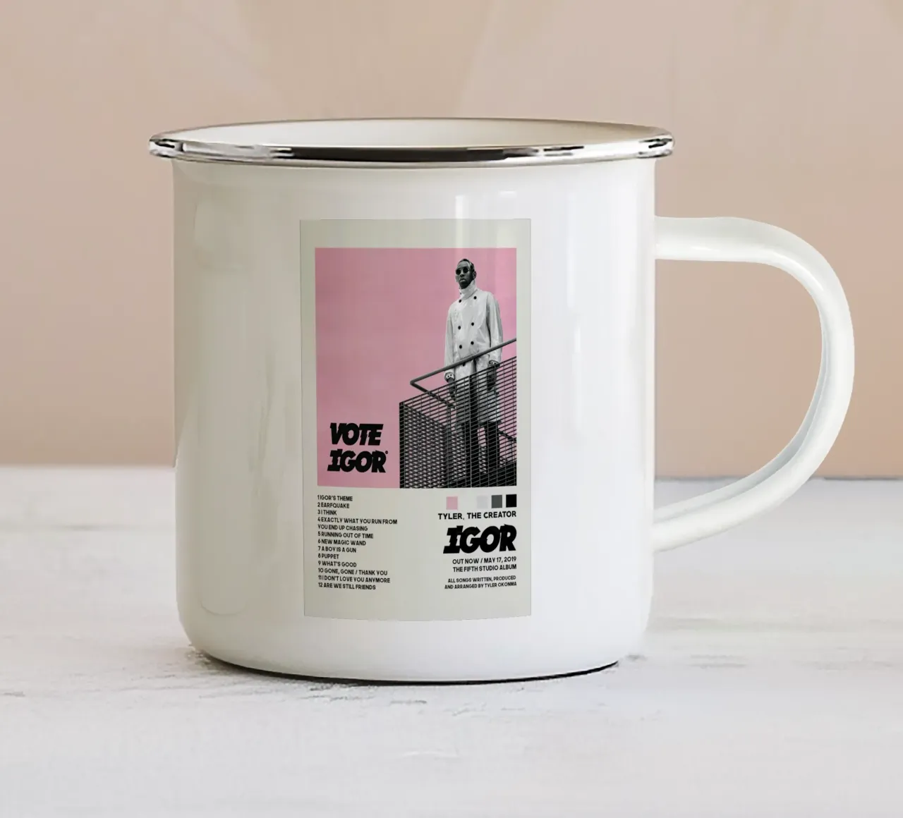 Minimalist Vote Igor - tyler the creator List Song Cover tazza in smalto da edanfargol