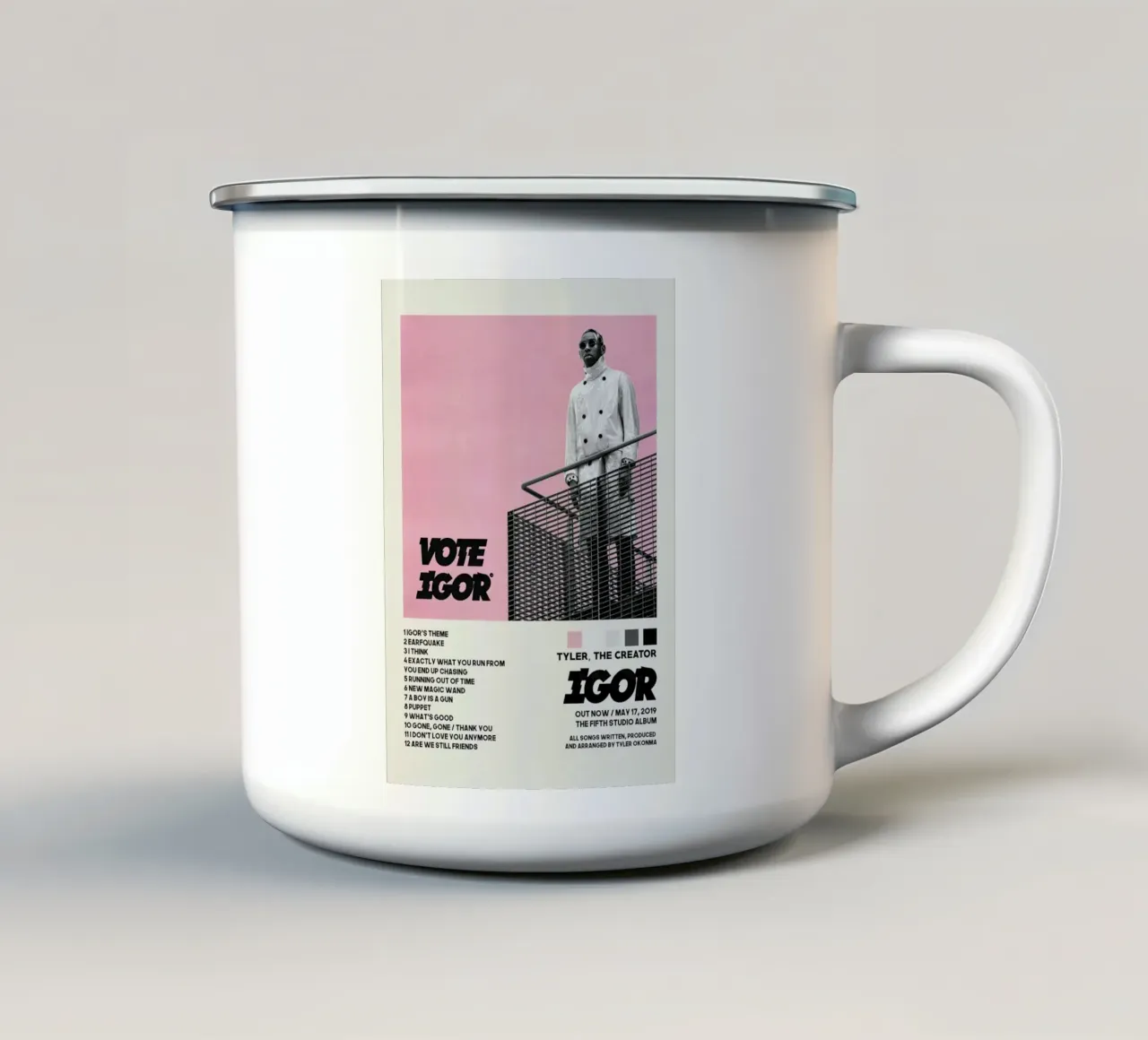 Minimalist Vote Igor - tyler the creator List Song Cover tazza in smalto da edanfargol