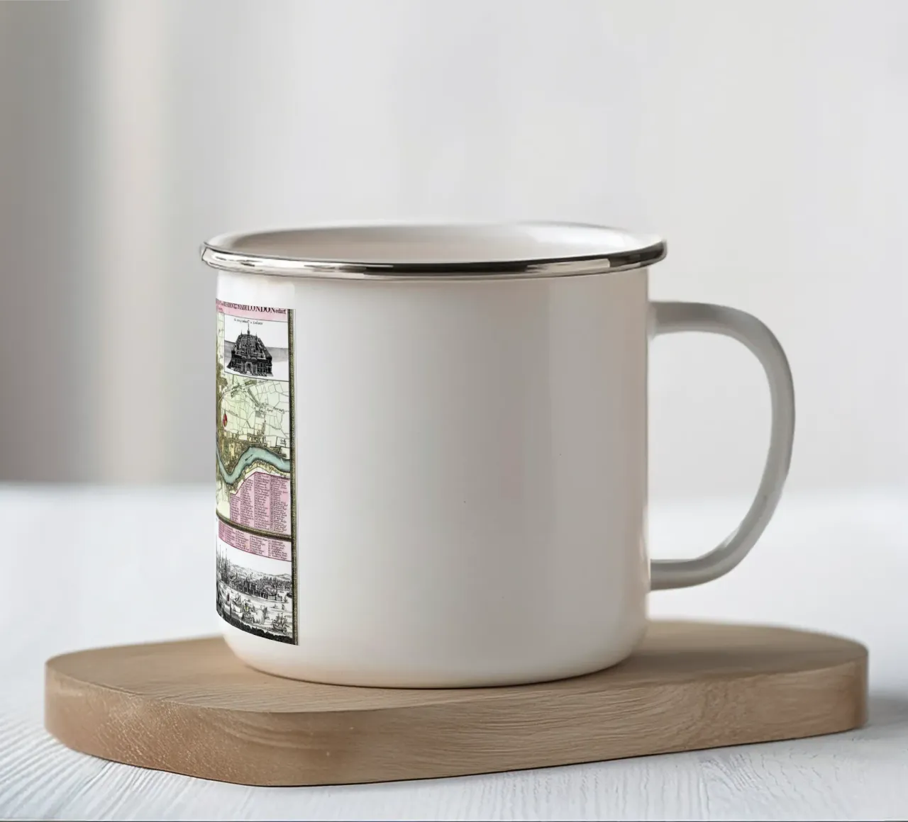 Mappa di Londra Inghilterra 1740 tazza in smalto da 100 Historical Maps