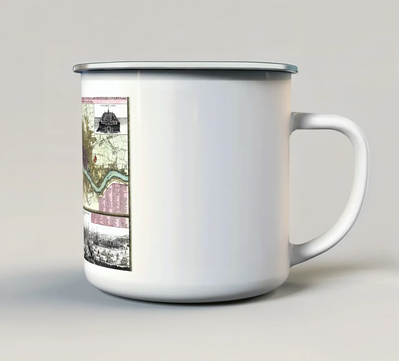 Mappa di Londra Inghilterra 1740 tazza in smalto da 100 Historical Maps