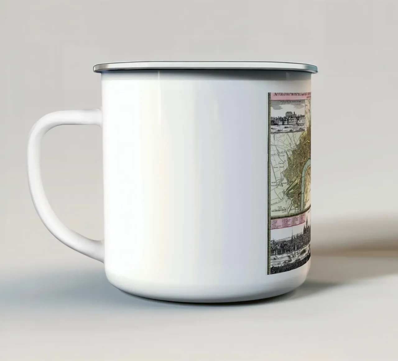 Mappa di Londra Inghilterra 1740 tazza in smalto da 100 Historical Maps