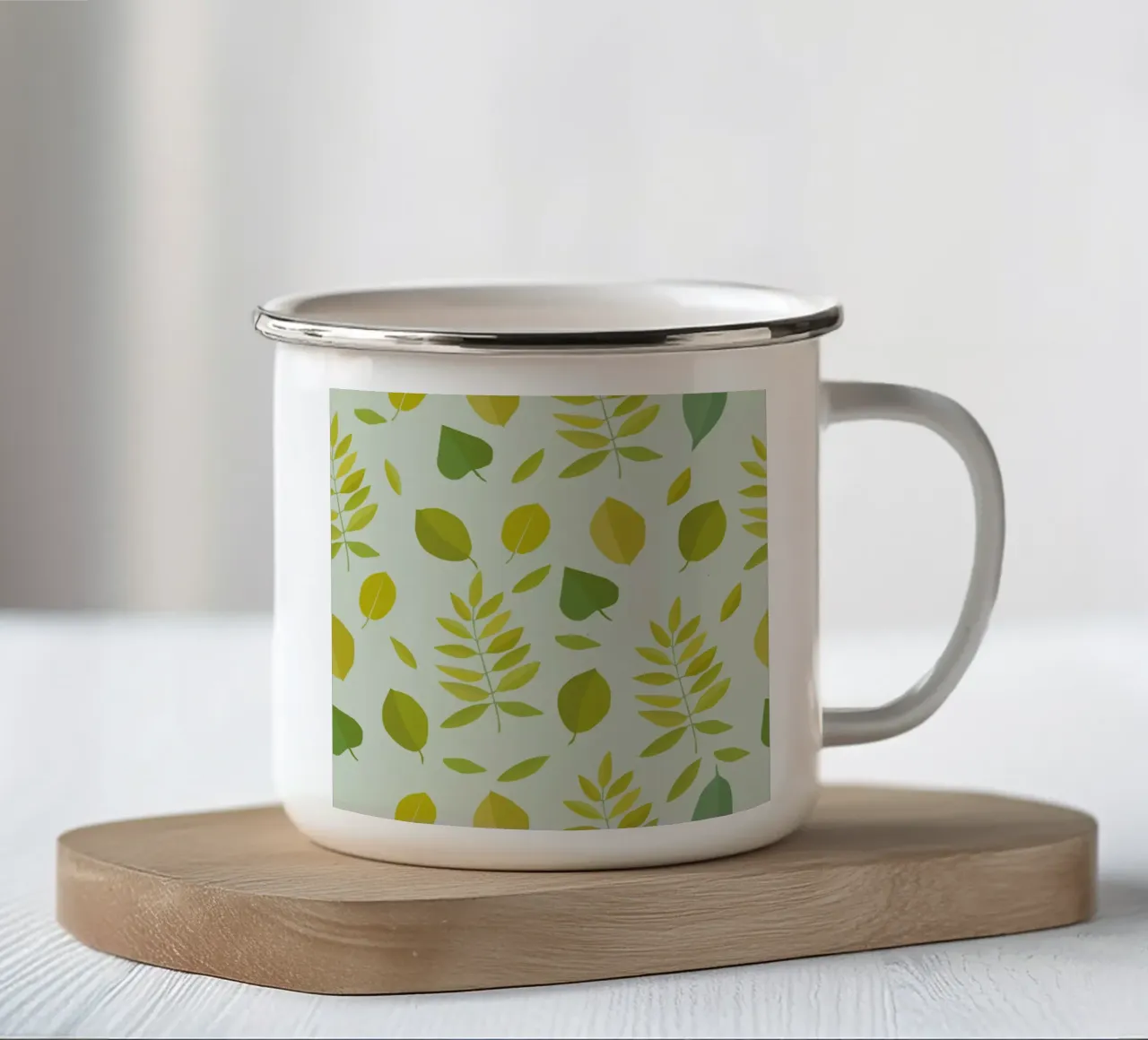 Foglie verde chiaro tazza in smalto da lauragriesch_art