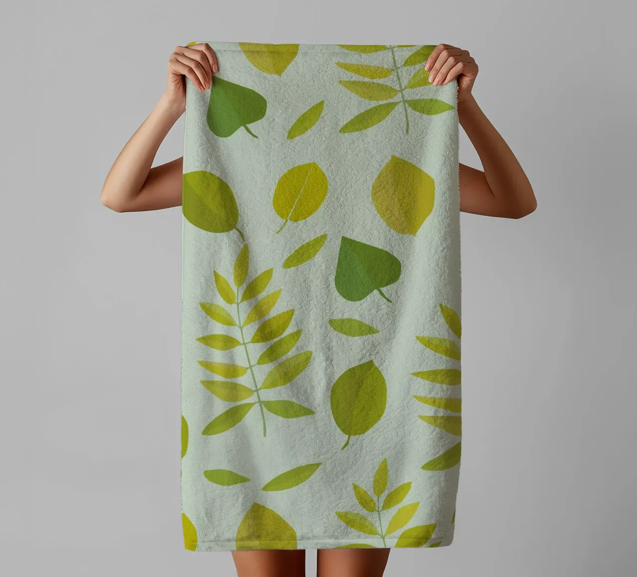 Leaves Light Green towel by lauragriesch_art