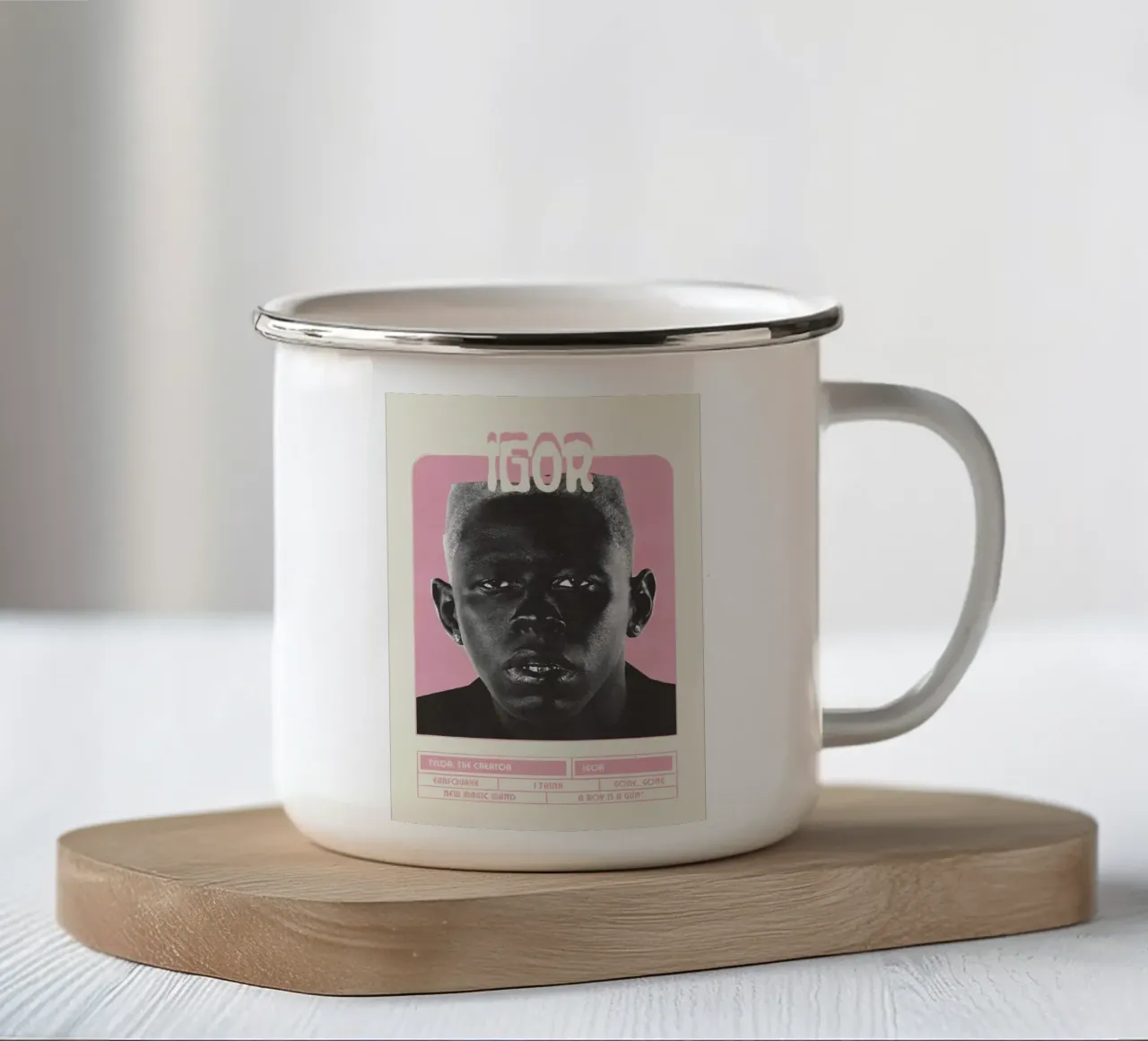 Design Minimalist Vintage Tyler The Creator  - Igor Pink tazza in smalto da edanfargol