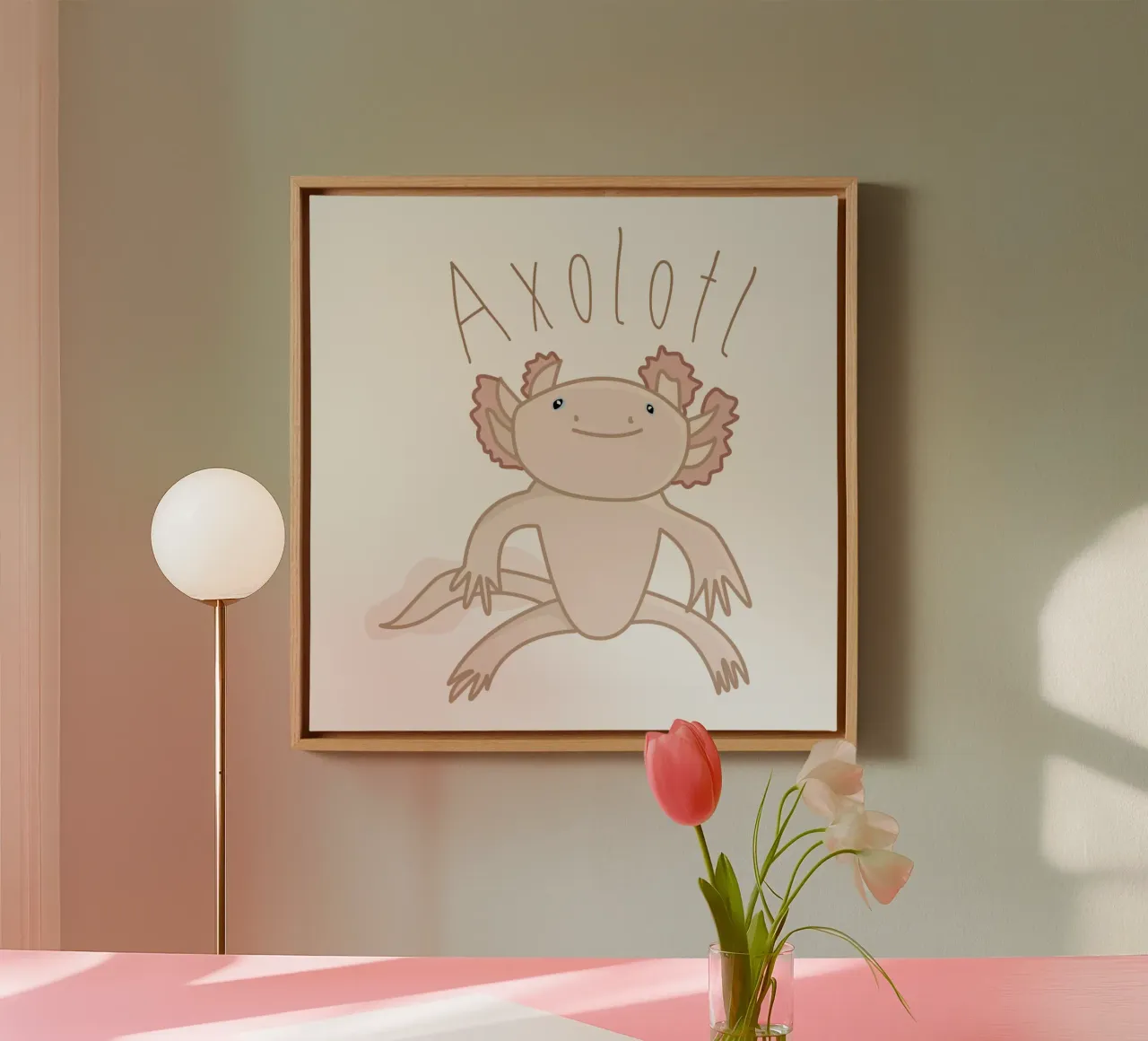 Axolotl tela con Cornice a cassetta da IndigoBird