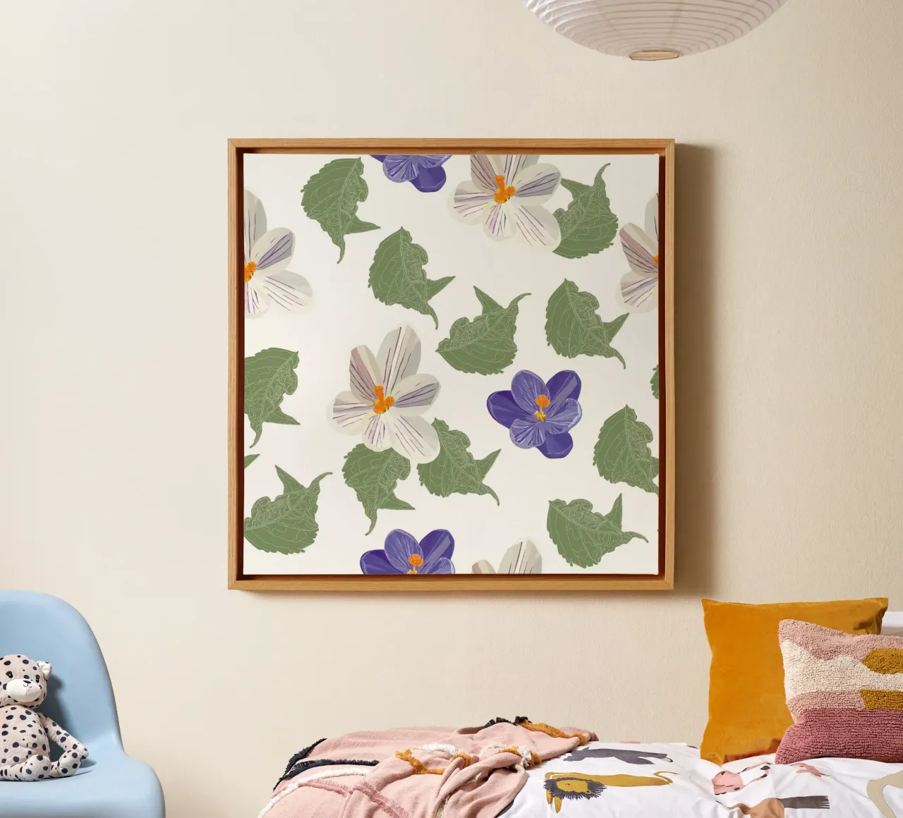 Bloementuin Wit canvas met Baklijst van lauragriesch_art