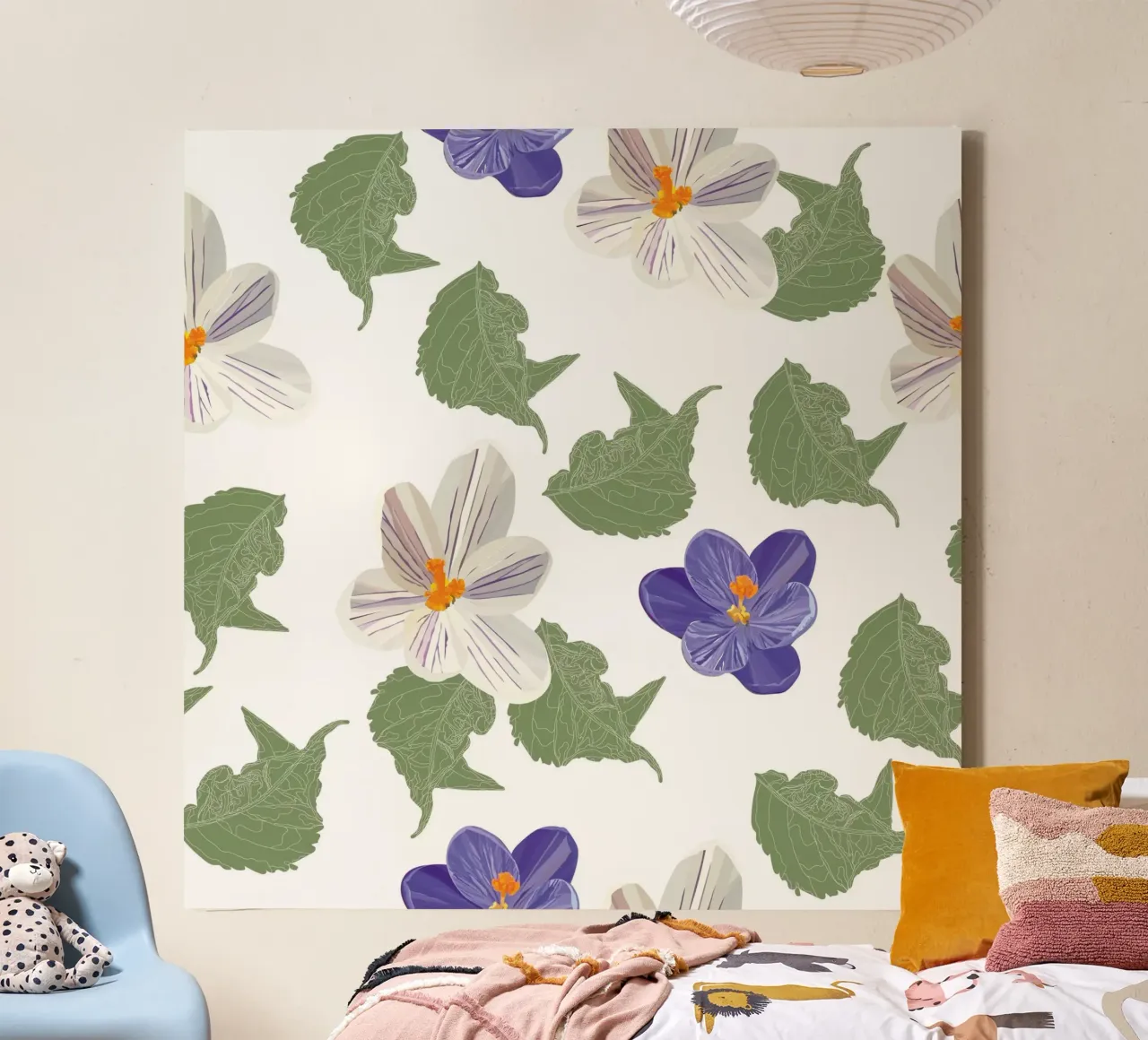 Bloementuin Wit canvas met Baklijst van lauragriesch_art