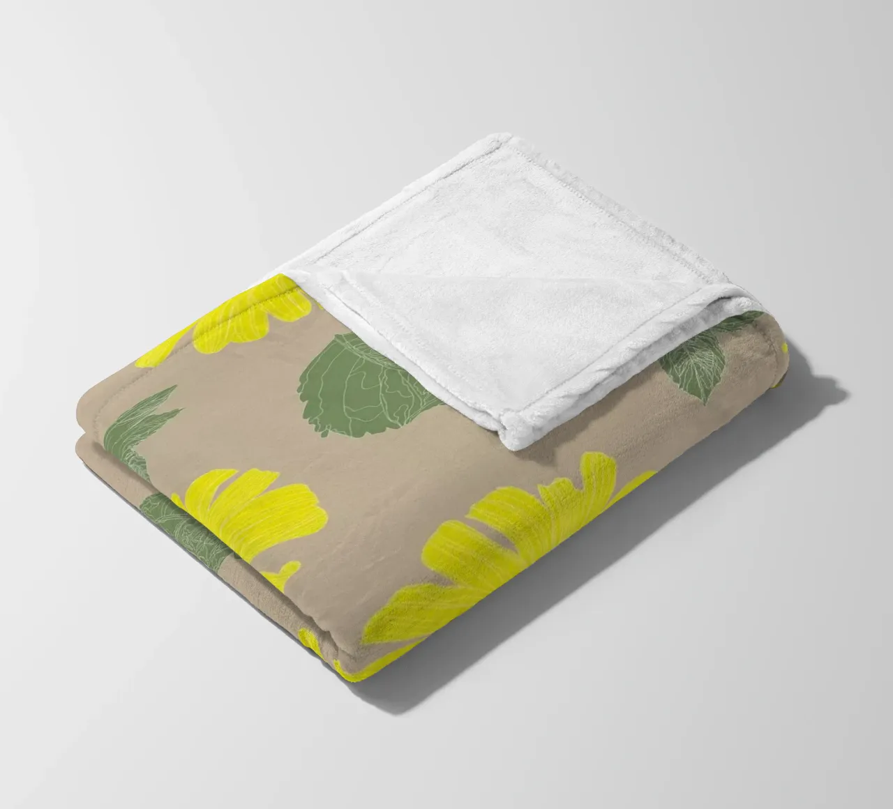 Yellow Flower Beige fleece blanket by lauragriesch_art