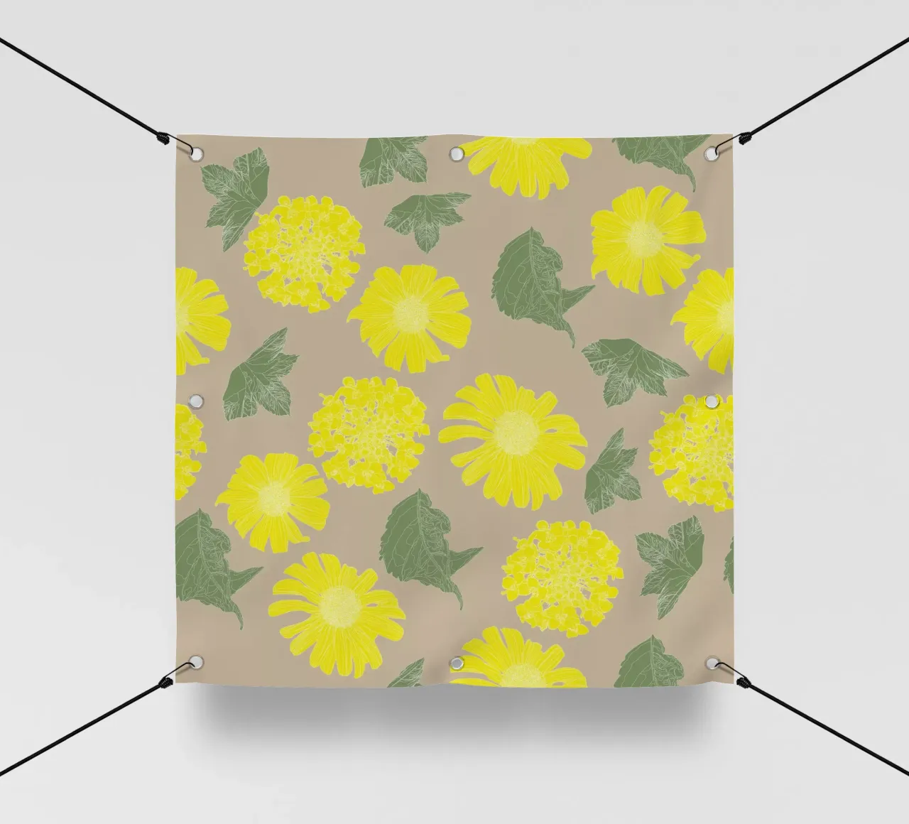 Yellow Flower Beige pvc cover by lauragriesch_art