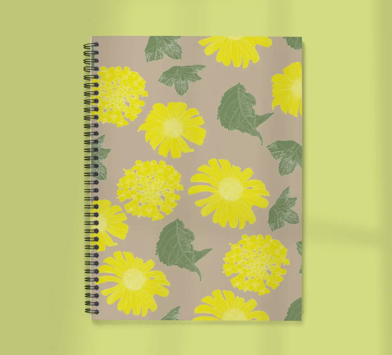 Yellow Flower Beige spiral notebook by lauragriesch_art