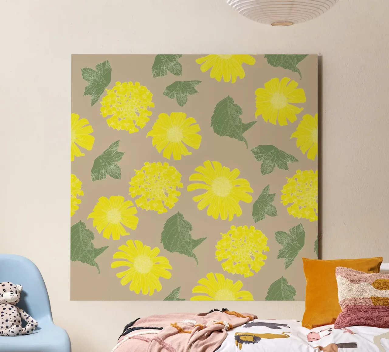Yellow Flower Beige alu-dibond by lauragriesch_art