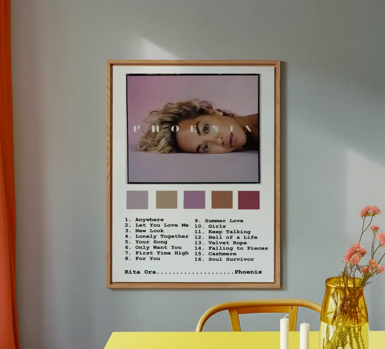 Rita Ora Phoenix Tracklists alluminio dibond da Banda Neira