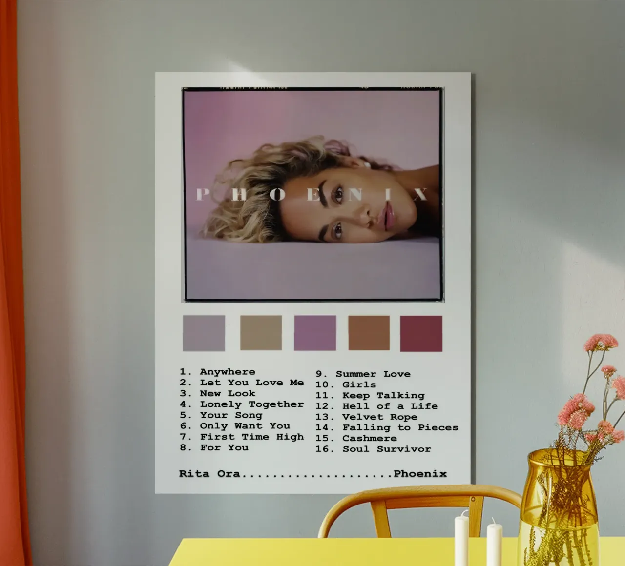 Rita Ora Phoenix Tracklists alluminio dibond da Banda Neira