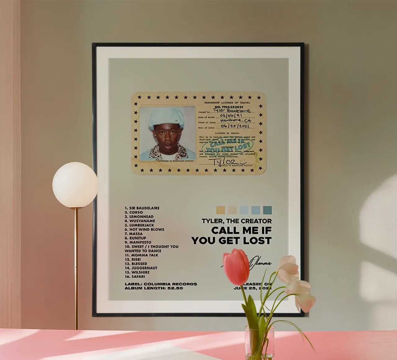 Tyler The Creator Call Me If You Get Lost carta hahnemühle da Banda Neira