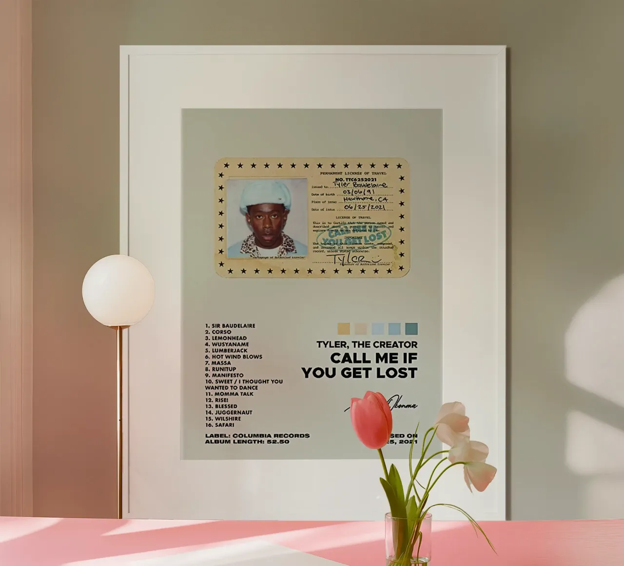 Tyler The Creator Call Me If You Get Lost carta hahnemühle da Banda Neira