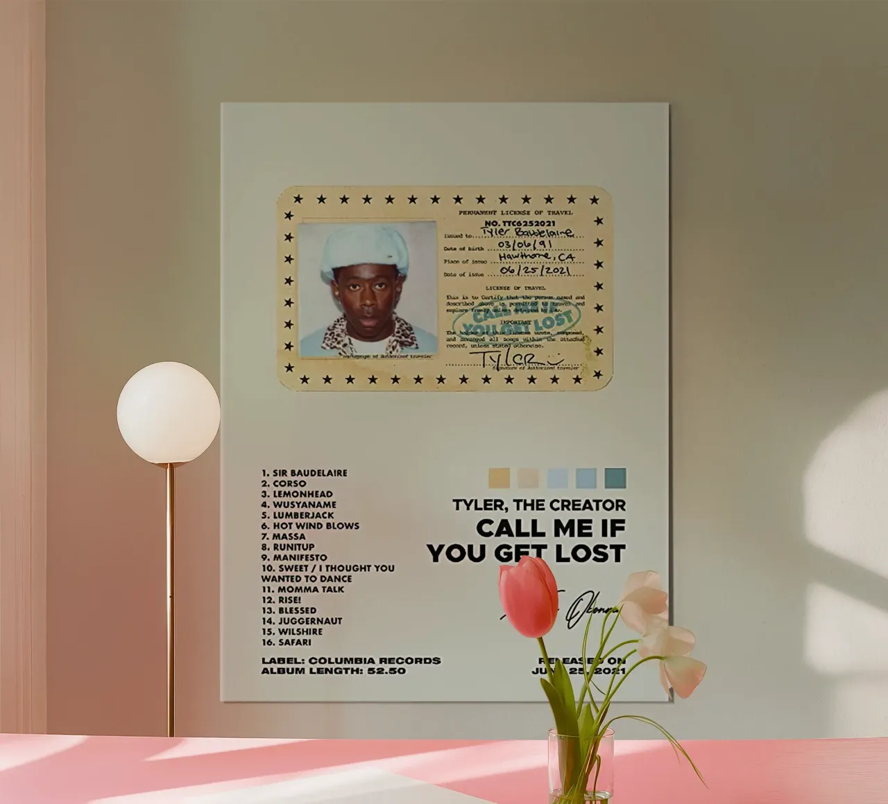 Tyler The Creator Call Me If You Get Lost carta hahnemühle da Banda Neira