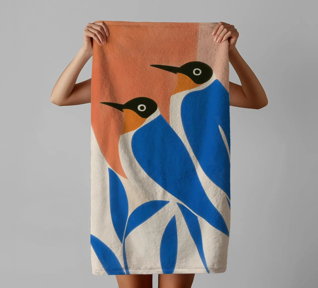 Twee Blauwe Zwaluwen | Visuele Harmonie badhanddoek van Autofocus