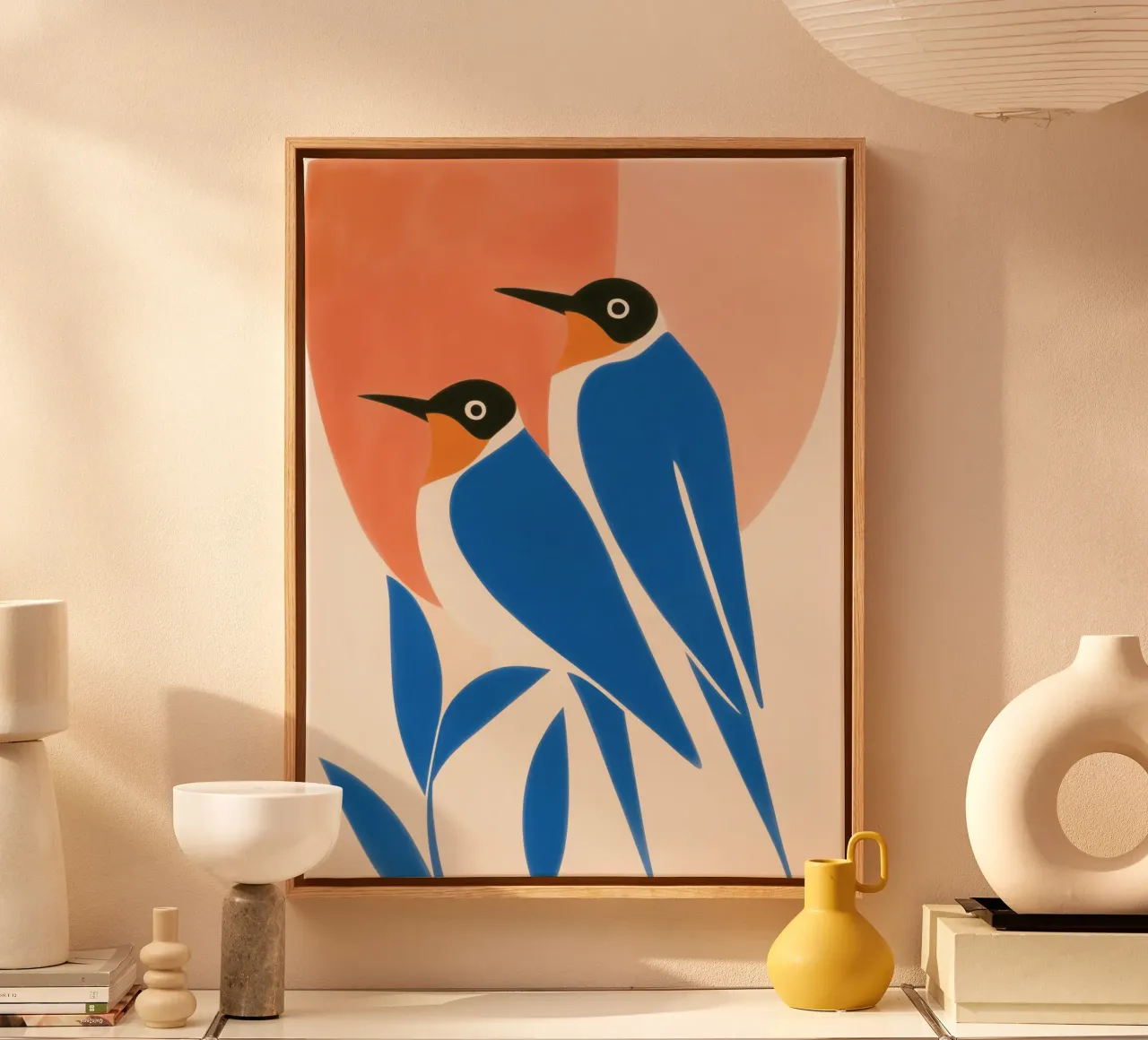 Twee Blauwe Zwaluwen | Visuele Harmonie canvas van Autofocus