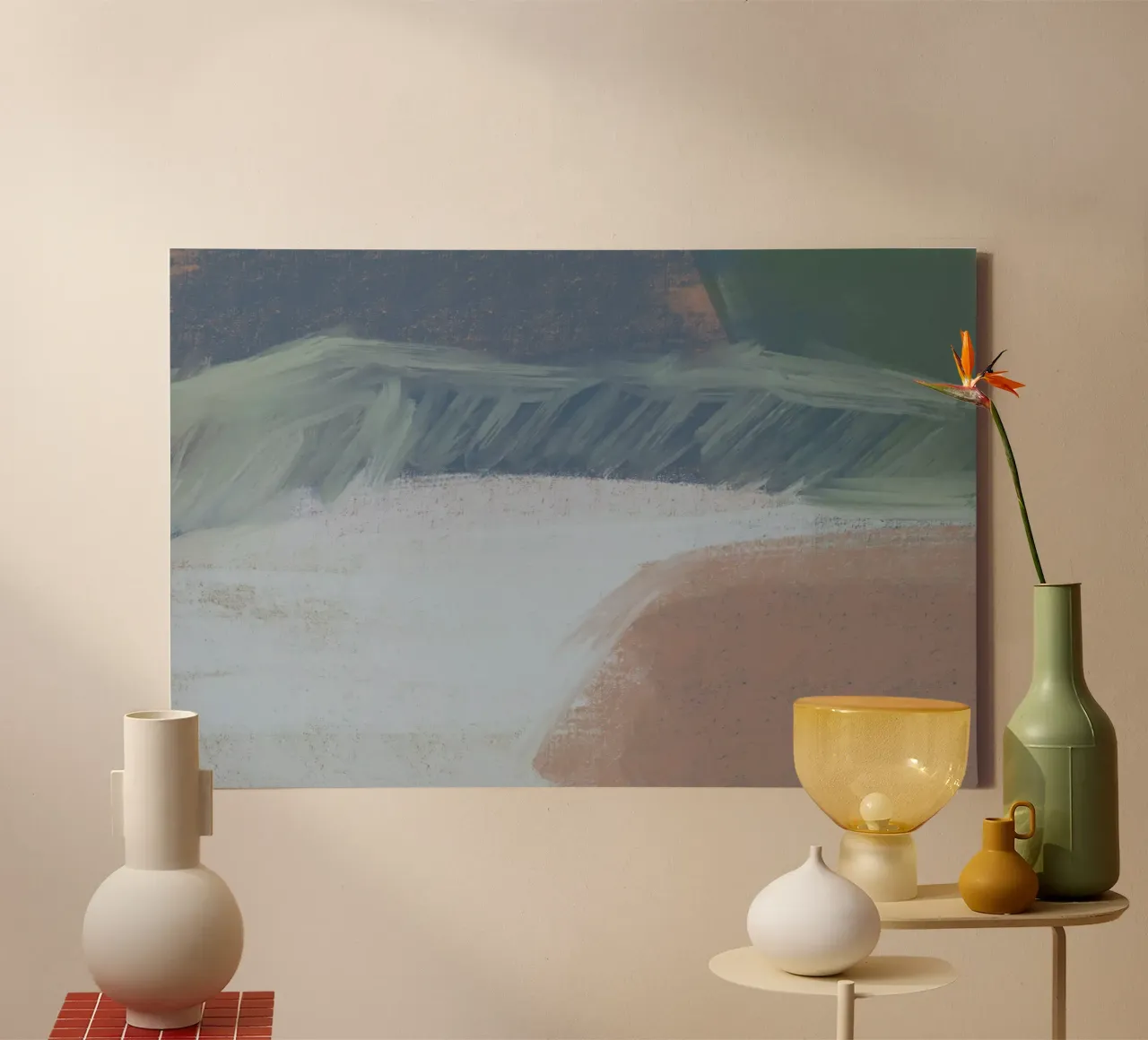 Campi sereni Astratto tela con Cornice a cassetta da nileshkikuuchise