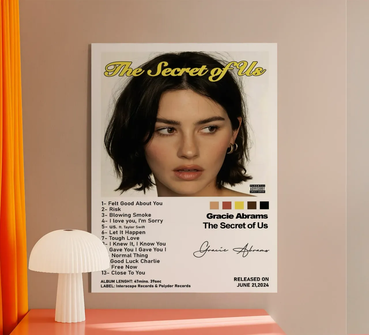 Gracie Abrams The Secret Of Us Tracklists plexiglass da Banda Neira