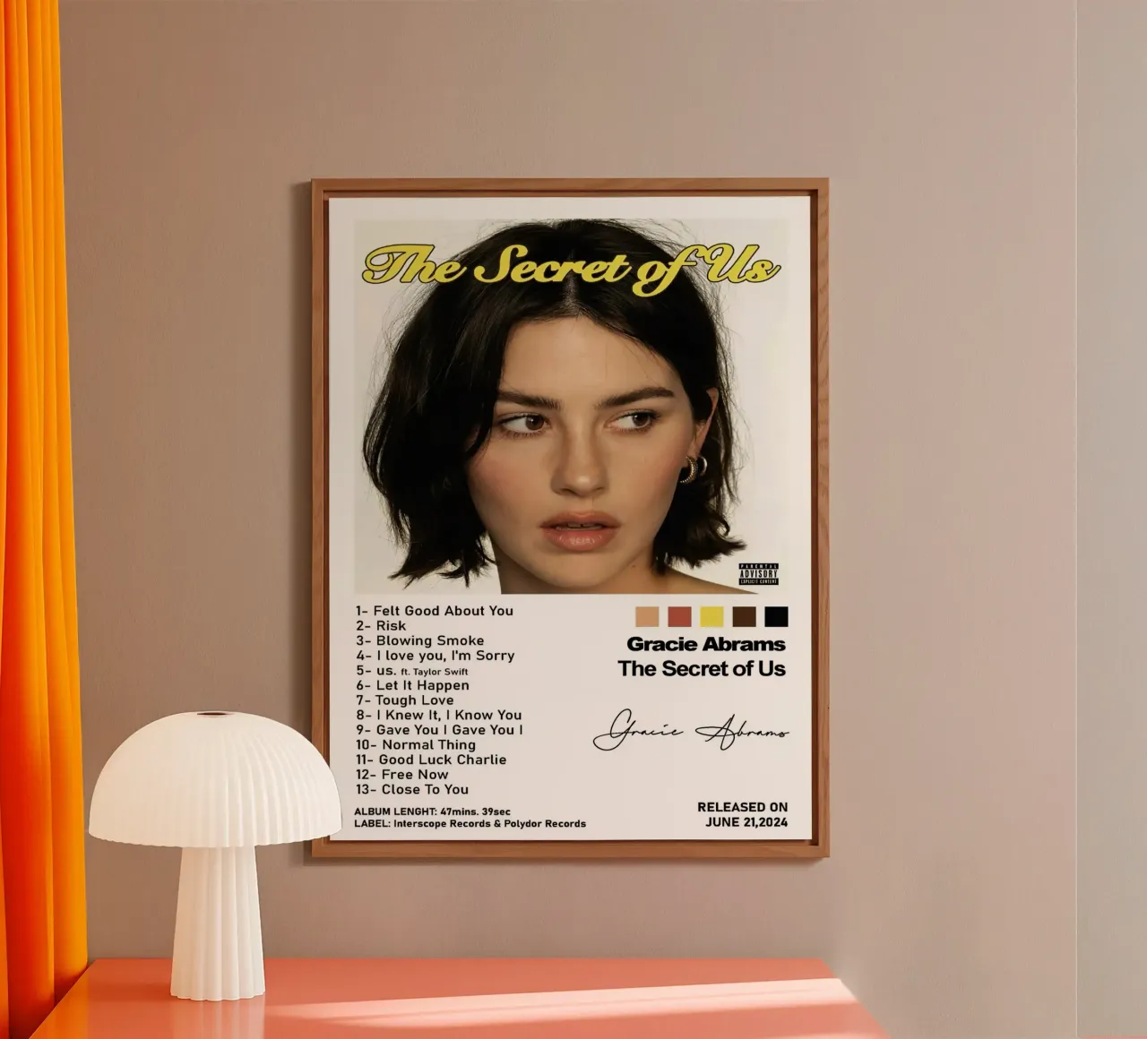 Gracie Abrams The Secret Of Us Tracklists alluminio dibond da Banda Neira