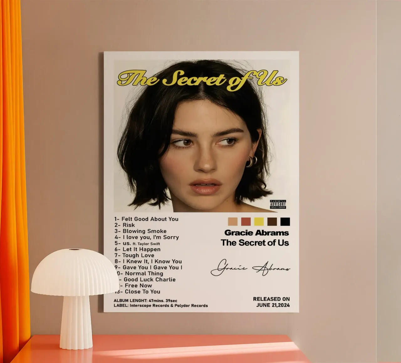 Gracie Abrams The Secret Of Us Tracklists canvas by Banda Neira